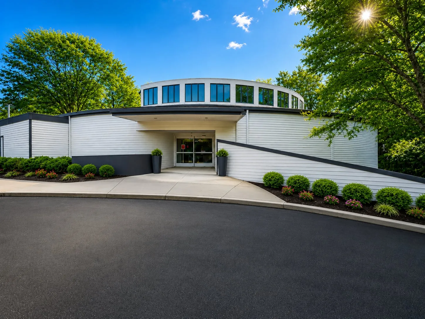 concept visualization of the finished exterior with mature landscaping