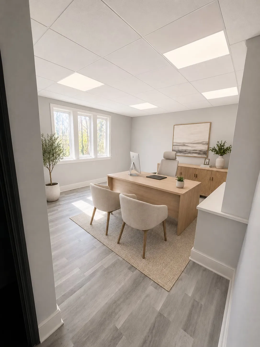 concept visualization of the suite furnished as a consult office